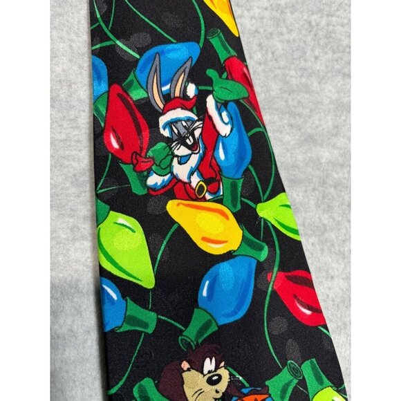Looney Tunes Mania Tie With Christmas Lights‎ Bugs Bunny Daffy Duck Taz - Picture 3 of 6